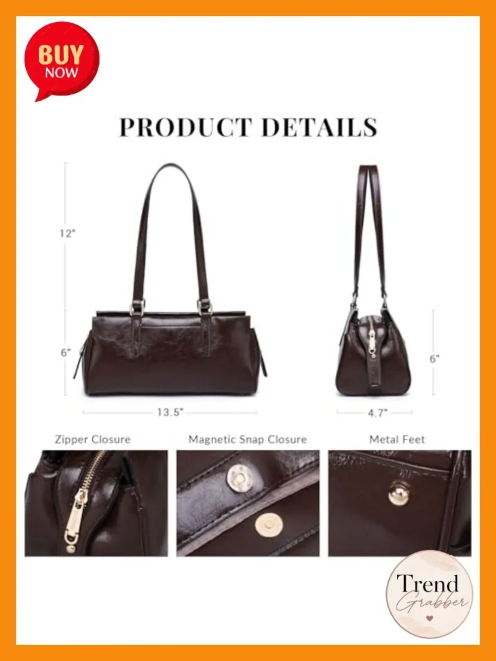 Soft Vegan Leather Hobo Bag with 3 Compartments Multi Pockets Shoulder Handbag